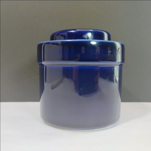Vtg Pfaltzgraff Cobalt Blue Crock Canister Stoneware Container Food Storage Jar - Picture 1 of 11